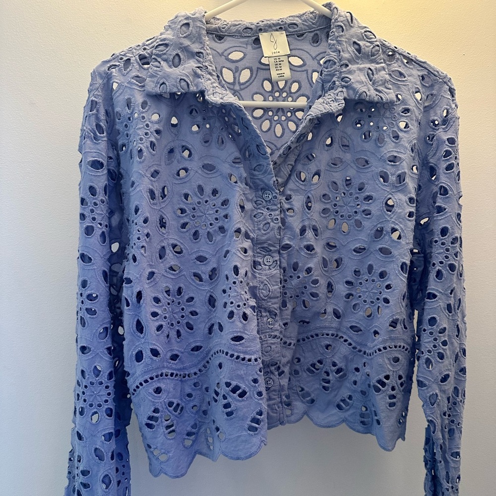 Joie Periwinkle Eyelet Button-Front Shirt